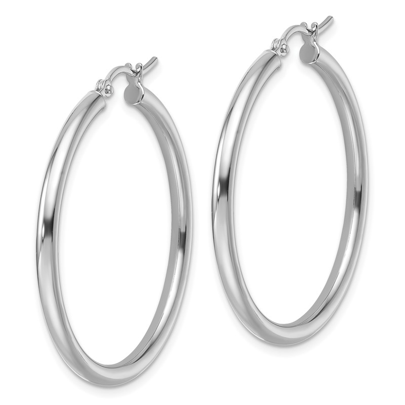 14k White Gold Polished 2.5mm Lightweight Tube Hoop Earrings