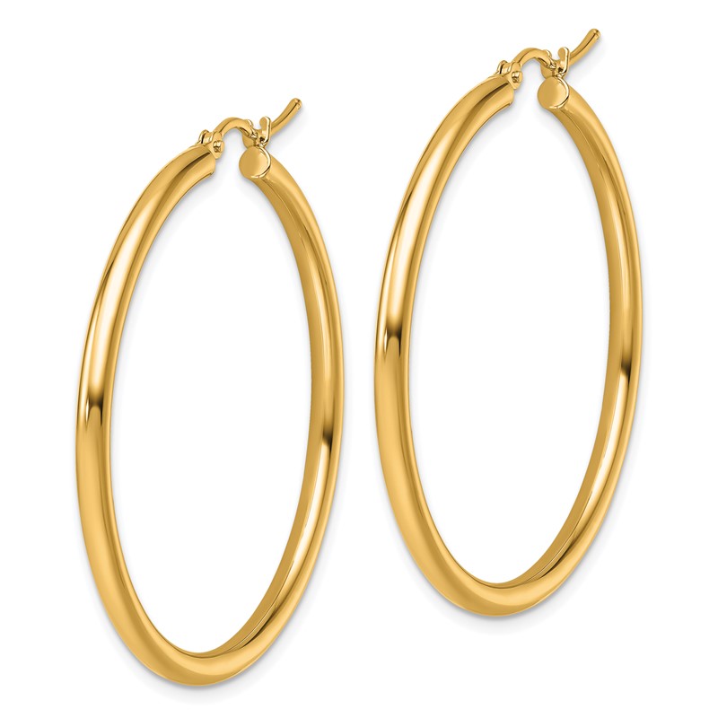 14k Polished 2.5mm Lightweight Tube Hoop Earrings