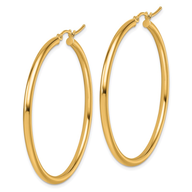 14k Polished 2.5mm Lightweight Tube Hoop Earrings