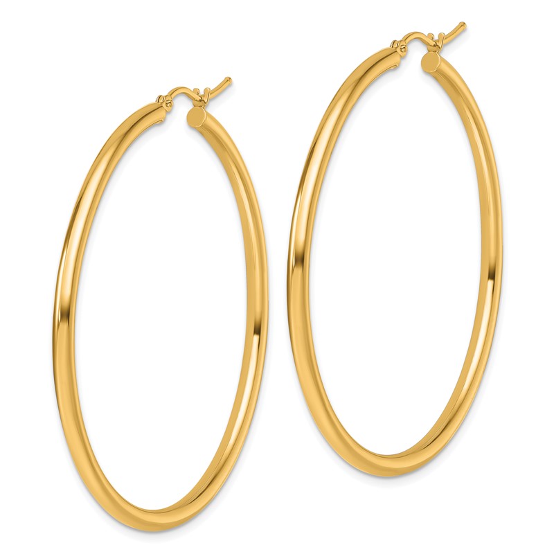 14k Polished 2.5mm Lightweight Tube Hoop Earrings