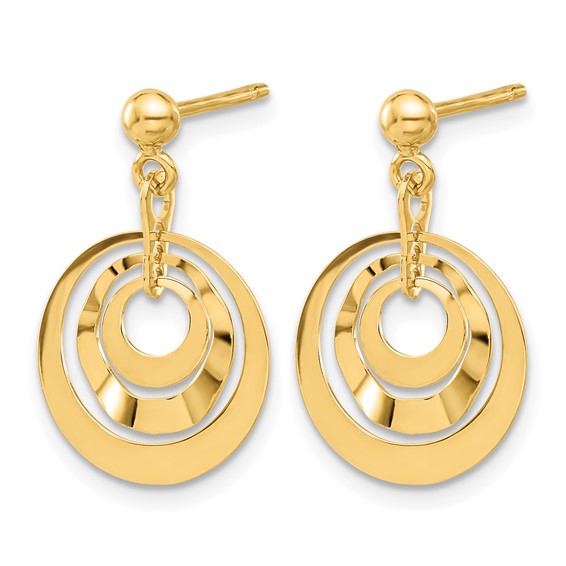 Leslie's 14K Polished Circles Post Dangle Earrings