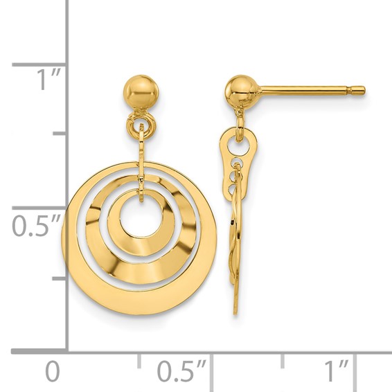 Leslie's 14K Polished Circles Post Dangle Earrings