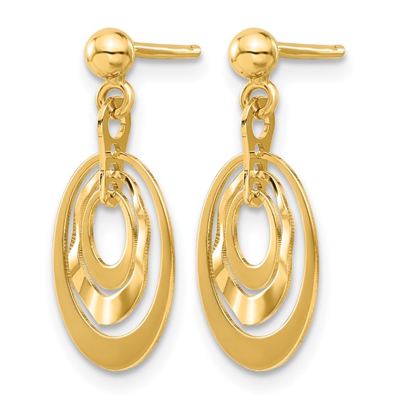 Leslie's 14K Polished Ovals Post Dangle Earrings