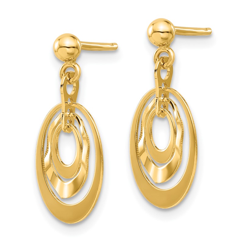 14K Polished Ovals Post Dangle Earrings