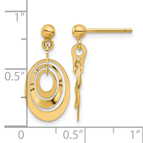 Leslie's 14K Polished Ovals Post Dangle Earrings