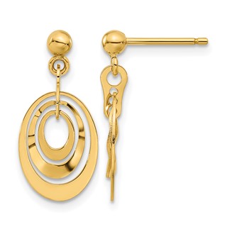 Leslie's 14K Polished Ovals Post Dangle Earrings