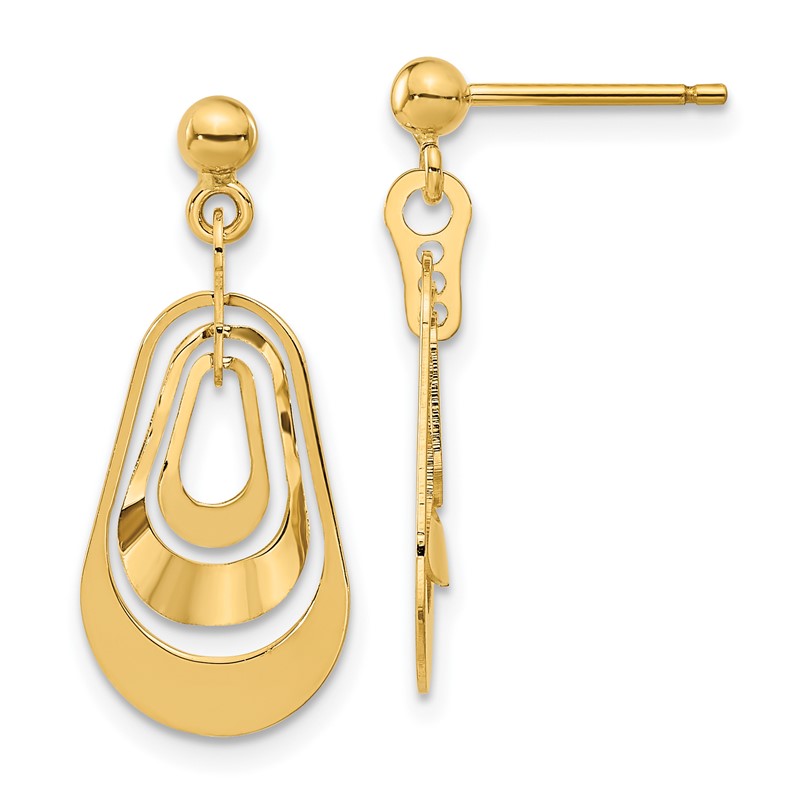 14K Polished Post Dangle Earrings
