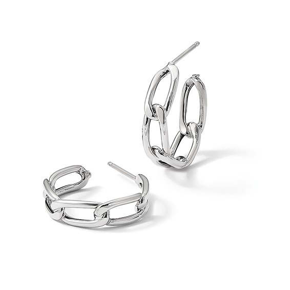 Leslie's Gold Polished Link J-Hoop Earrings