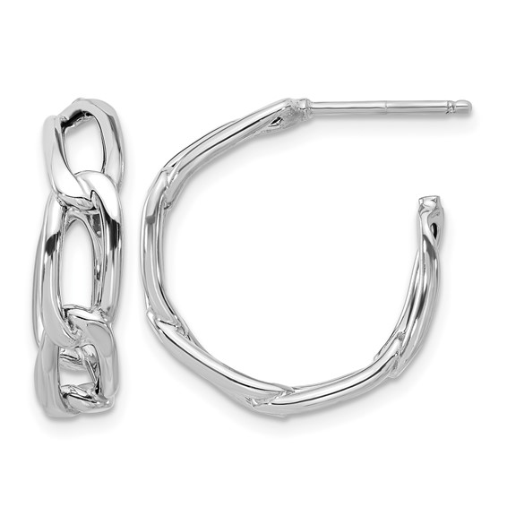 Leslie's Gold Polished Link J-Hoop Earrings