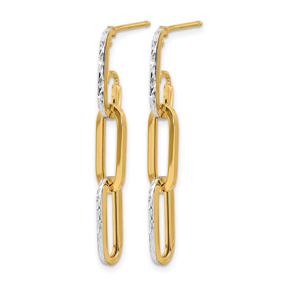 Leslie's Gold Polished and Diamond-cut Link Dangle Earrings