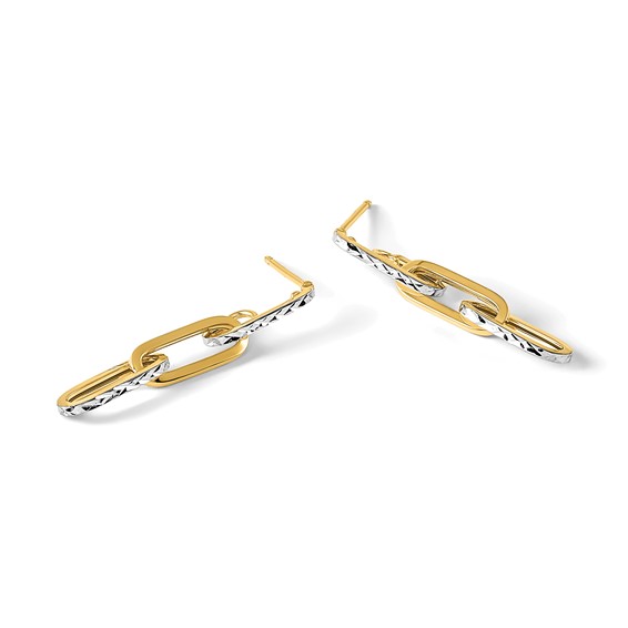 Leslie's Gold Polished and Diamond-cut Link Dangle Earrings