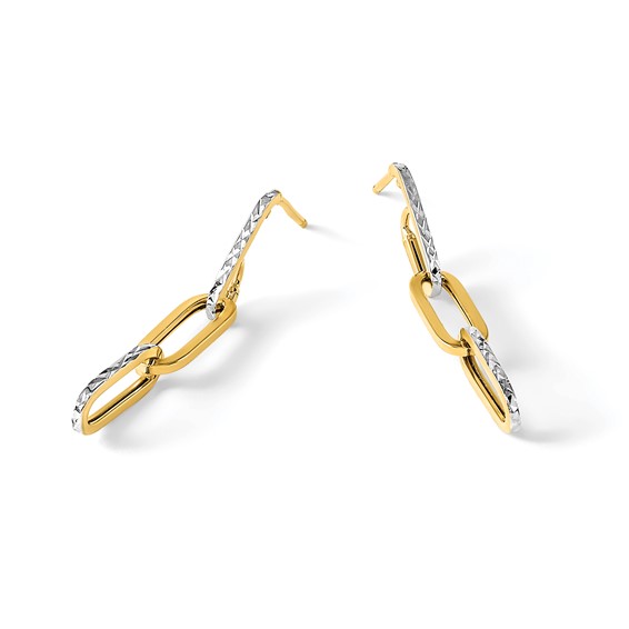 Leslie's Gold Polished and Diamond-cut Link Dangle Earrings