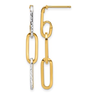 Leslie's Gold Polished and Diamond-cut Link Dangle Earrings