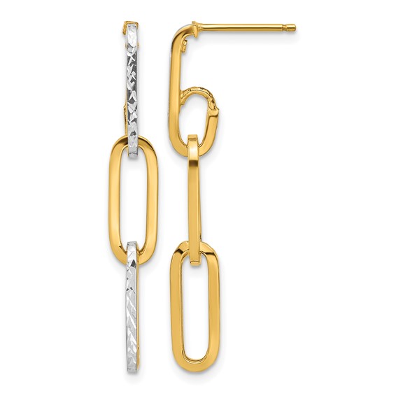 Leslie's Gold Polished and Diamond-cut Link Dangle Earrings