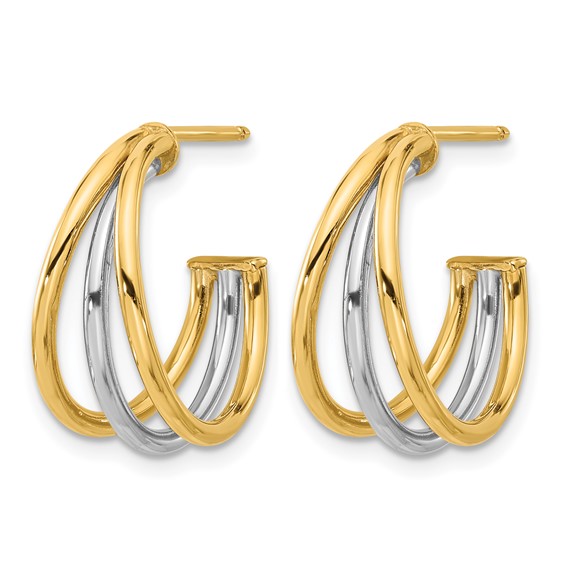 Leslie's 14K with Rhodium Polished Hoop Post Earrings