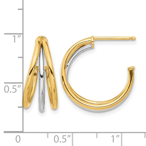 Leslie's 14K with Rhodium Polished Hoop Post Earrings