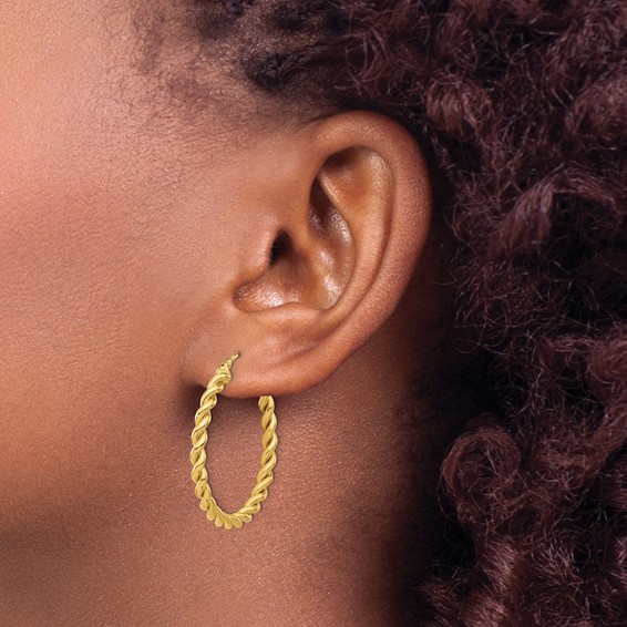 Leslie's Gold Polished and Twisted Hoop Earrings