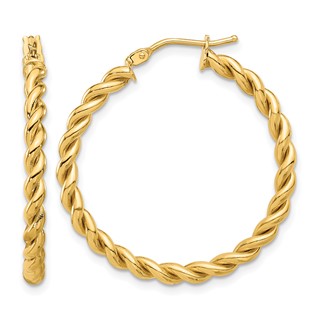 Leslie's Gold Polished and Twisted Hoop Earrings