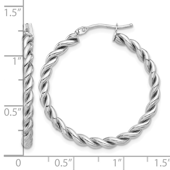 Leslie's 14K w/White RH-plating Polished Twist Hoop Earrings