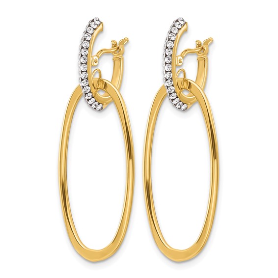 Leslie's 14K Polished Crystal Oval Hoop Earrings