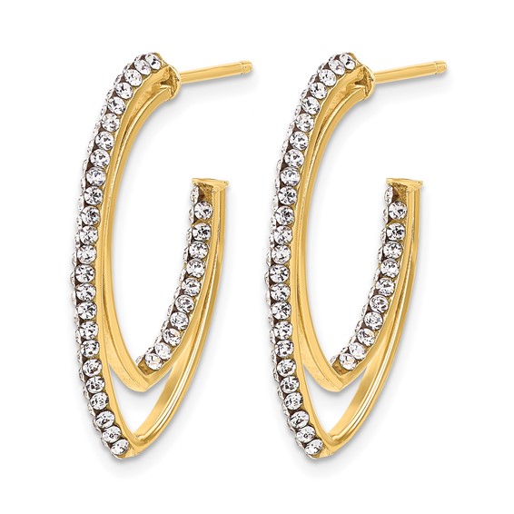 Leslie's 14K Polished Crystal J-Hoop Post Earrings