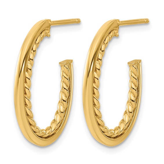 Leslie's 14K Polished and Twist J-Hoop Post Earrings