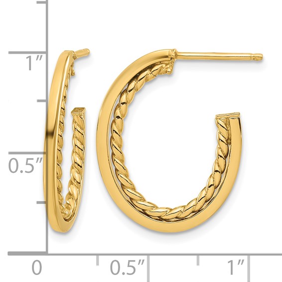 Leslie's 14K Polished and Twist J-Hoop Post Earrings