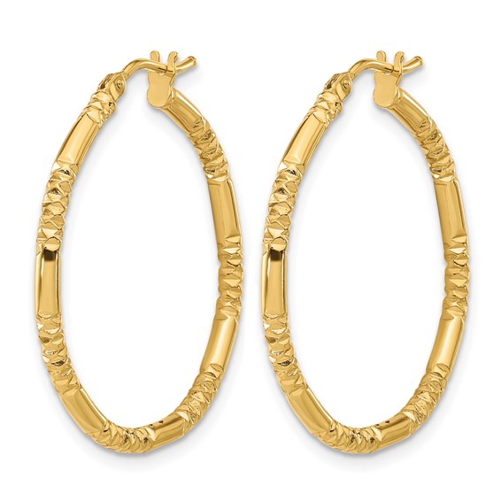 Leslie's 14K Polished and Textured Hoop Earrings