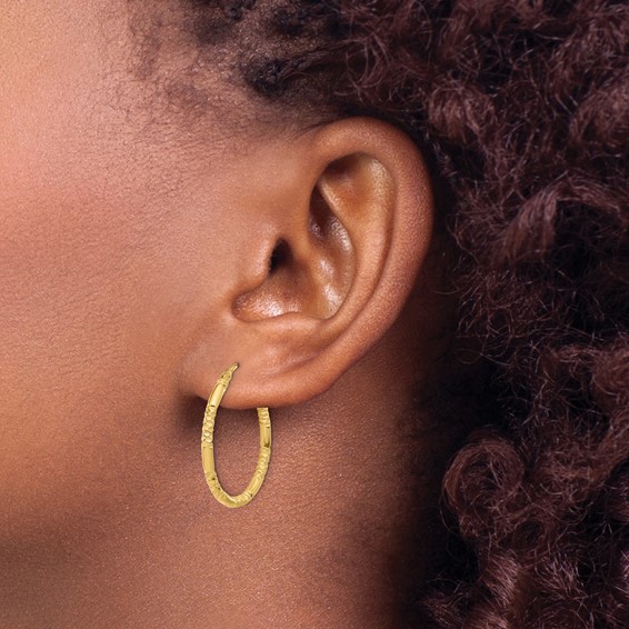 Leslie's Gold Polished and Grooved Hoop Earrings