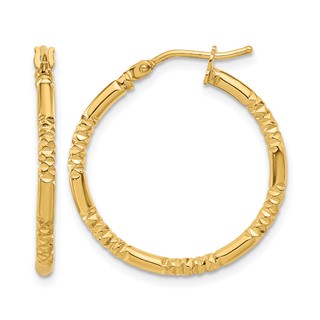 Leslie's Gold Polished and Grooved Hoop Earrings