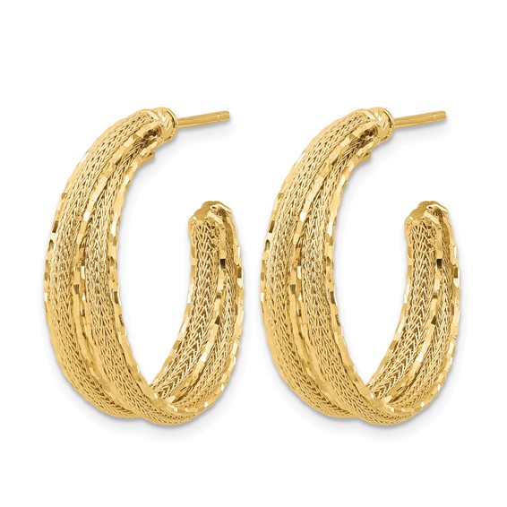 Leslie's 14K Diamond-cut and Textured Post Hoop Earrings