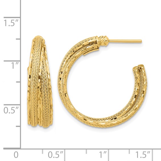Leslie's 14K Diamond-cut and Textured Post Hoop Earrings