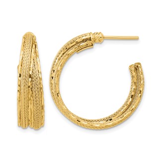 Leslie's 14K Diamond-cut and Textured Post Hoop Earrings