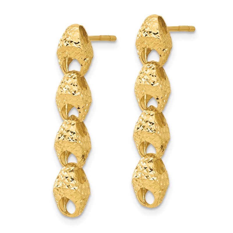 14K Diamond-cut Fancy Link Drop Post Earrings