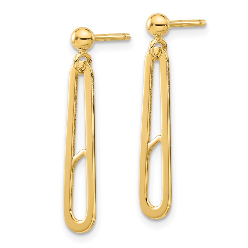 14K Polished Paperclip Dangle Earrings