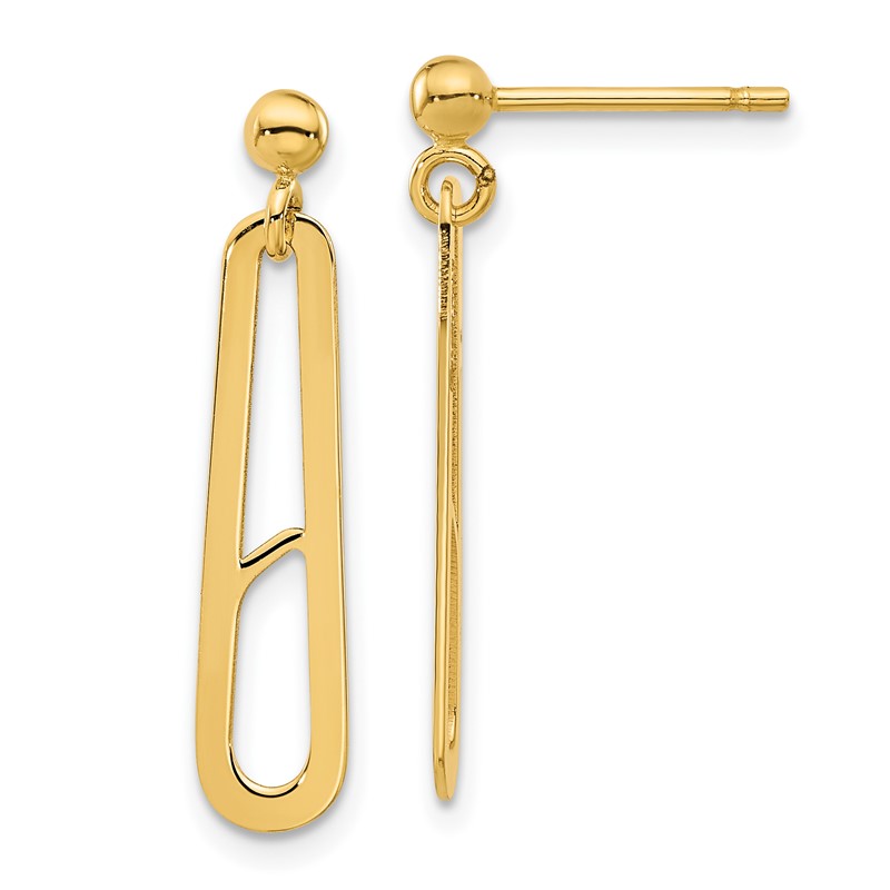 14K Polished Paperclip Dangle Earrings