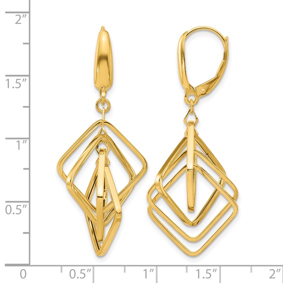 Leslie's 14K Polished Squares Dangle Earrings