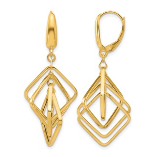 Leslie's 14K Polished Squares Dangle Earrings