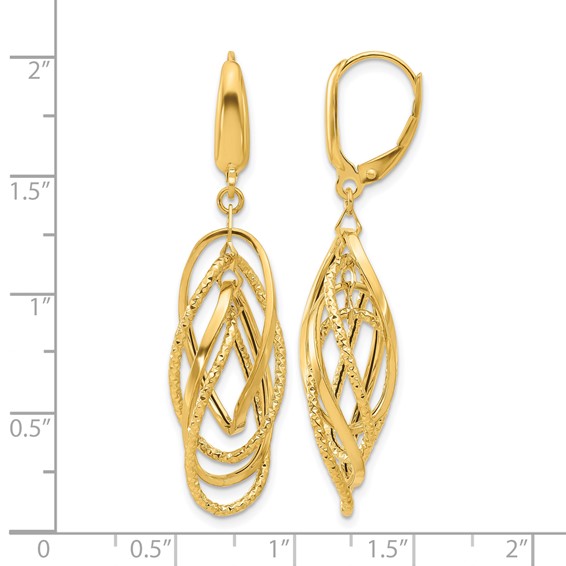 Leslie's 14K Polished and Textured Ovals Dangle Earrings