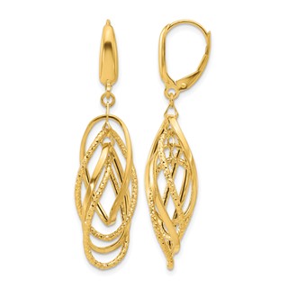 Leslie's 14K Polished and Textured Ovals Dangle Earrings