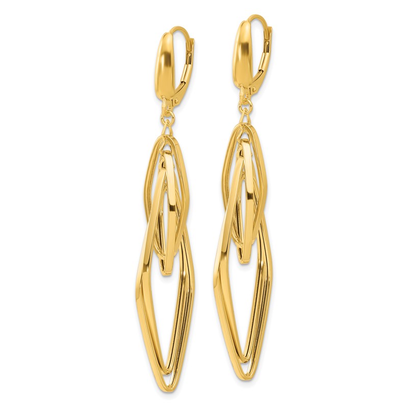 14K Polished Diamond Shaped Dangle Earrings