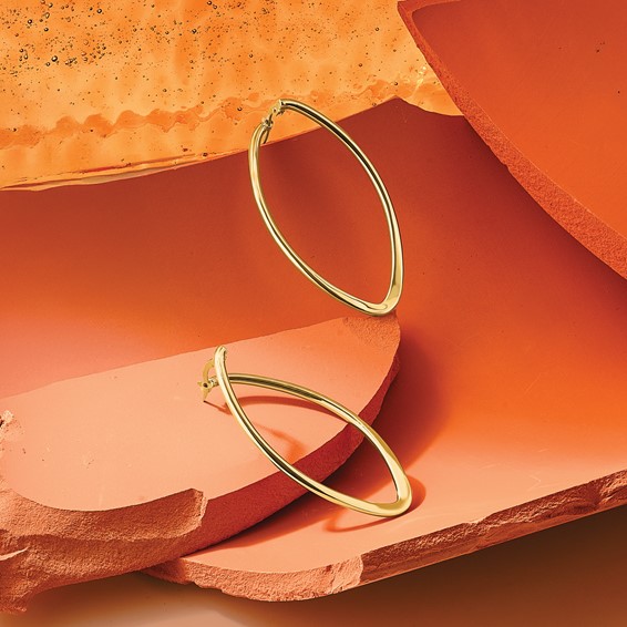 Leslie's 14K Polished Oval Hoop Earrings