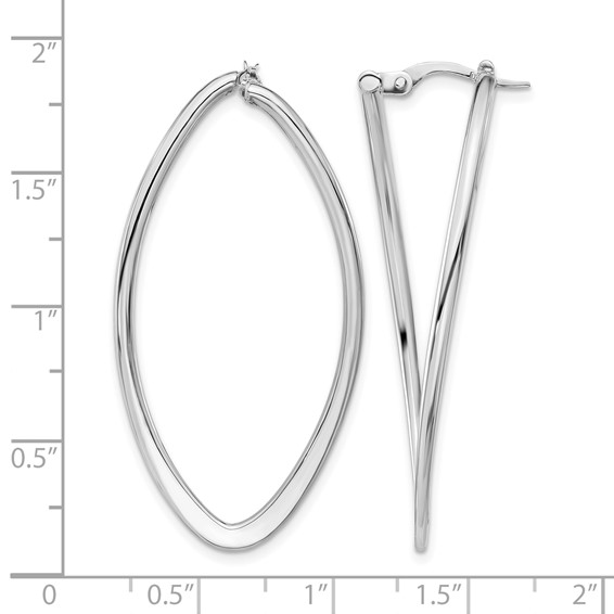 Leslie's 14K w/ White Rhodium Plating Polished Oval Hoop Earrings