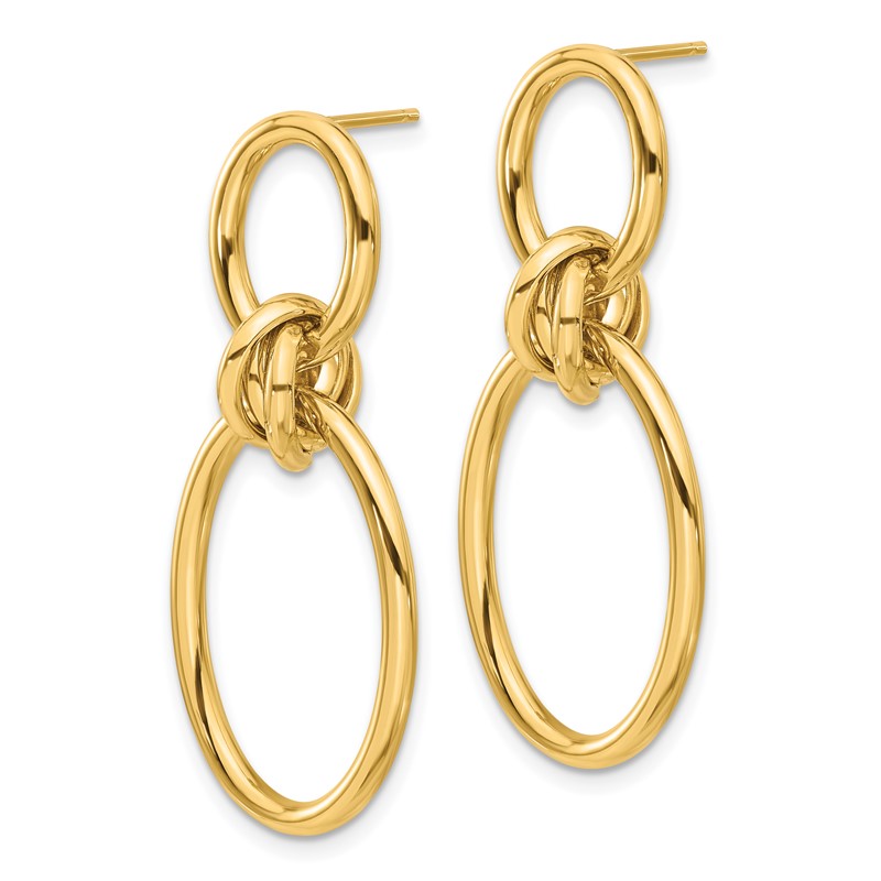14K Polished Oval Dangle Post Earrings