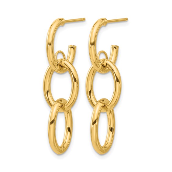Leslie's 14K Polished Double Round Dangle Post Earrings