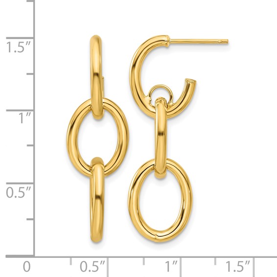 Leslie's 14K Polished Double Round Dangle Post Earrings