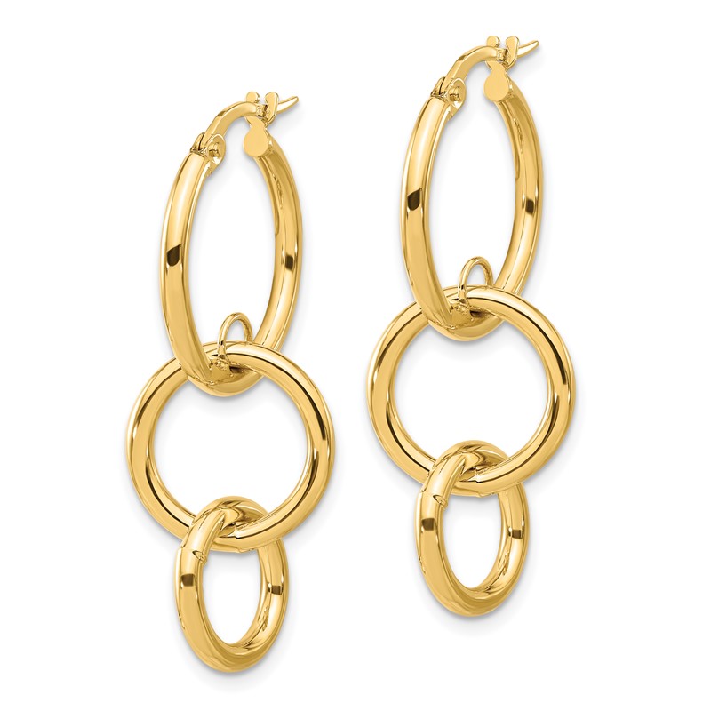 14K Polished Double Round Hoop Earrings