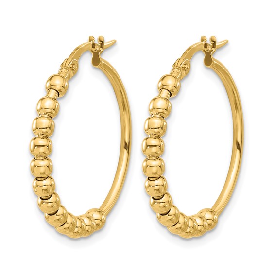 Leslie's 14K Polished Beaded Hoop Earrings