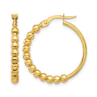 Leslie's 14K Polished Beaded Hoop Earrings