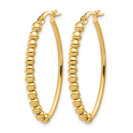 Leslie's 14K Polished Beaded Oval Hoop Earrings